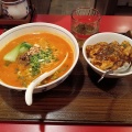 陳麻婆豆腐「本場四川省の担々麺ミニ麻婆豆腐丼セット」を食べて雨宿り