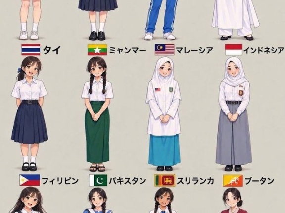 外国人「これがアジア12カ国の学校制服の違いらしい」