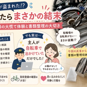 自転車が盗まれた!?と思ったらまさかの結末｜50代主婦の大慌て体験と書類整理の大切さ