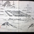 明治期古地図鳥瞰図「神武天皇畝傍山東北御陵」1点/畝火教会/新海梅麿/木版摺り