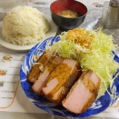鶴見「レストランばーく」ハムカツ定食 + ライス中盛り550g + キャベツ大盛り