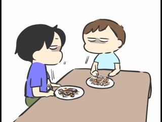 小競り合いで食事が中断してたから