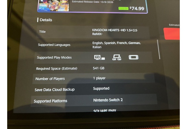 Switch2版KH、要求ストレージｗｗｗｗｗ