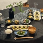 ゴーヤの肉詰めの夜ごはん