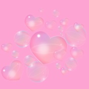 フリーイラスト素材 散らばるシャボン玉とハート ハートの素材屋