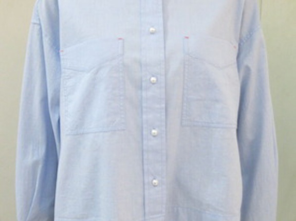 ディセット、コットンシャンブレークロップドシャツ