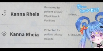 【VTuber】神那レイア、アメリカでの手術の請求額がシャレにならない