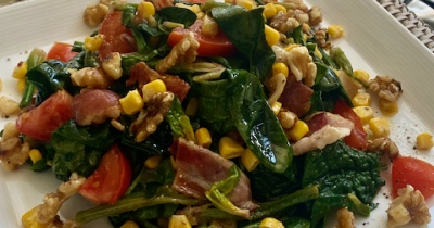 群馬県産ちぢみほうれん草で半生サラダ【PR】