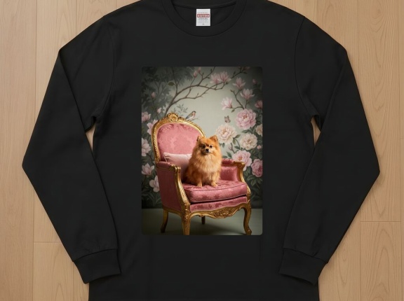 ポメラニアンのルネサンス肖像画長袖Tシャツができました！