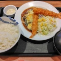 【定期】松屋のチーズハンバーグ＆海老フライ定食(1670円)