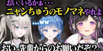 【にじさんじ】詩乃、先輩の圧でいるかちゃんにニャンちゅうのモノマネをやらせるｗ【あらなみマイクラ】