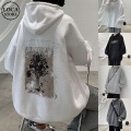 ユニセックス パーカー プルオーバー バックプリント オーバーサイズ 大きめ 長袖 韓国ファッション メンズ レディース カジュアル ストリート系ファッション