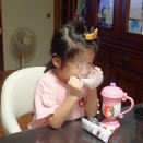 On the way back from Choshimaru, our granddaughter stopped by our house; after playing and taking a bath, she went to bed