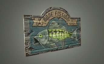 「核分裂中」の看板