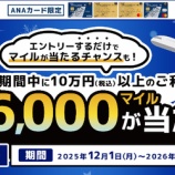 『ANAカード、抽選で最大16000マイルが当たる!年末年始マイル大還元祭』の画像
