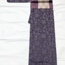 風通御召の単衣　黒×紫〜上質な組紐のような織&レース織〜