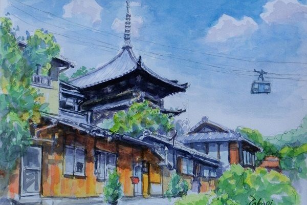 （原画）尾道風景【水彩画】絵画 インテリアにおすすめ 原画）尾道風景【水彩画】絵画 インテリアにおすすめ 原画）尾道