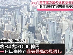 【速報】国の税収、前年度から９兆円増の８４兆２０００億円！！！ 財務省は国民から搾り取ったなぁｗｗｗｗ