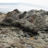 『岩内町の火山岩の産状、カスペノ岬の水冷破砕岩と岩脈』の画像
