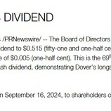 『【DOV】連続増配69年目突入も、ドーバーの増配は5年連続で1％増、、』の画像