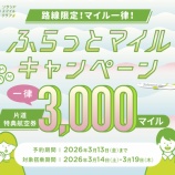 『ソラシドエア、片道3000マイルの減額マイルキャンペーンを開催!』の画像
