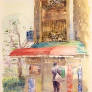 透明水彩画「京都の風景（八幡市駅前）」完成～ (*^ｰ^)ﾉ