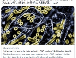 【アメリカ】ワシントン州当局によると、H5N5型鳥インフルエンザに感染した最初の人間が死亡した