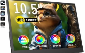Amazonで激安で購入した、モバイルディスプレイ(10.5インチ)、低電圧USB給電で正常に使えるか検証・消費ワット数を計測してみた。