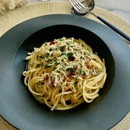 長ネギとシラスアヒージョの残りで〜極上スパゲッティ