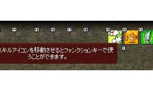 ここにスキルアイコンを移動させるとファンクションキーで使うことができます。