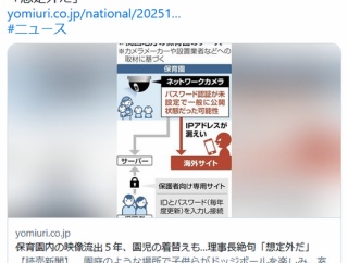 保育園内の映像流出５年、園児の着替えも…理事長絶句「想定外だ」