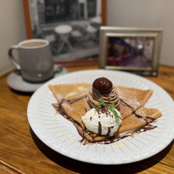【天王寺】濃厚モンブランのクレープ　～CREPERIE ALCYON TEA TABLE CAFE