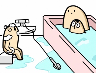 ３歳と０歳で風呂