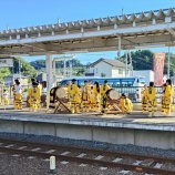 『クルーズ船乗客山田駅で虎舞でお迎え』の画像