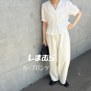 GUの「イージーワイドクロップドパンツ（ブルー）」の使用感レビュー