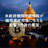 『米政府機関閉鎖解除が暗号資産市場に与える影響と今後の展望』の画像