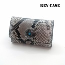 新作です 本革 本物 蛇革 パイソン レザー キーケース鍵キーカバーハンドメイドレザークラフト