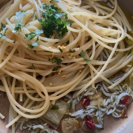 長ネギとシラスアヒージョの残りで〜極上スパゲッティ
