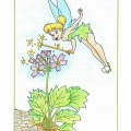 ティンカーベルとサクラソウの花の塗り絵