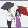 夏の終りの押上、雨なのに一つだけの傘