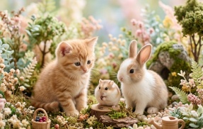 【かわいい速報】ネコとウサギ　最高に平和な組み合わせだったｗｗｗｗｗｗｗｗｗ