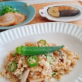 シャキシャキ夏蓮根とオクラのリゾット　Vol.290　朝食リゾット