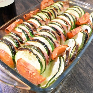 重ねて楽しい♪ズッキーニと茄子の重ね焼き