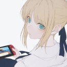 【FGO】switchをプレイするセイバーさんイラスト！！　一緒にプレイしたい！！