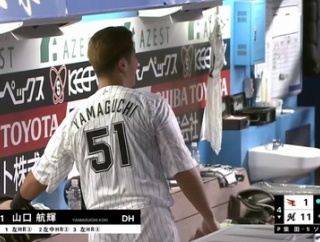 ロッテ山口航輝 打率.326(46-15) 7本 20打点 OPS1.159