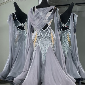 DA064プロ世界ファイナリストのデモ用白いモダンドレス : 社交ダンス