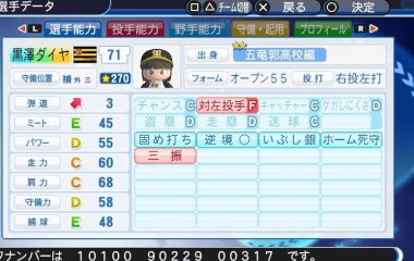 『黒澤　ダイヤ　パワプロ2018版』の画像