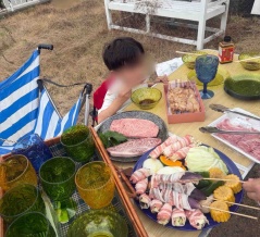 我が家の庭でバーベキュー