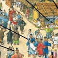 タイムトラベル　中学校社会科歴史教科書　室町時代の博多を描いたイラストから情報を読みとる　
