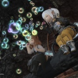 『【FF14】夜空に映えるシャボン玉で二人でまったりヾ(〃^∇^)ﾉ　友好部族モーグリ族デイリー後にドラヴァニア雲海の白亜の宮殿近くで【FFXIV】』の画像